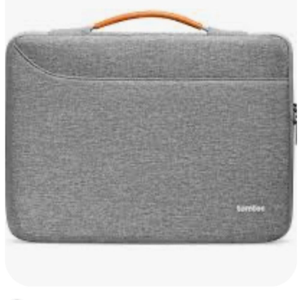 Tomtoc Gray Laptop Bag with Tan Handle